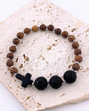 Načíst obrázek do prohlížeče Galerie, Pánský náramek-dřevo, lávové kameny 29