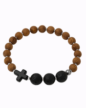 Načíst obrázek do prohlížeče Galerie, Pánský náramek-dřevo, lávové kameny 29